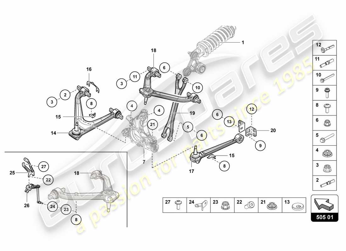 Lamborghini LP700-4 COUPE (2012) SUSPENSION REAR Part Diagram