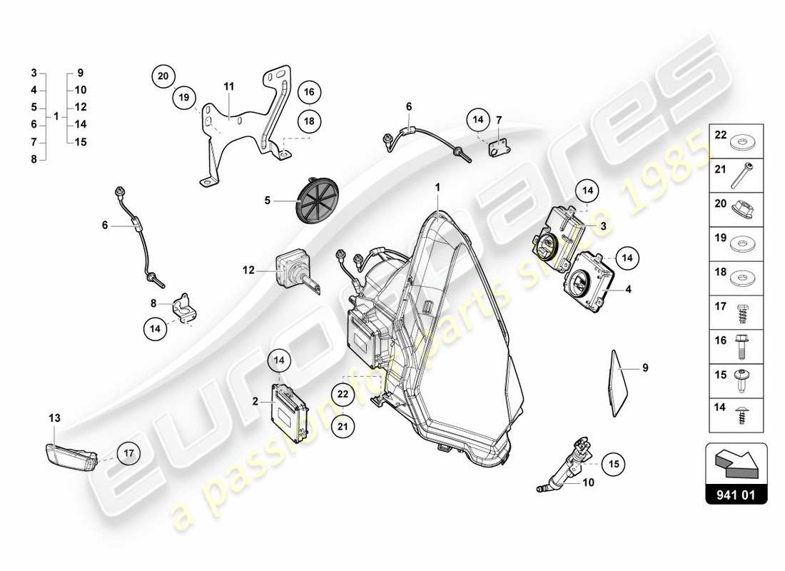 Lamborghini LP700-4 COUPE (2012) Headlights Part Diagram