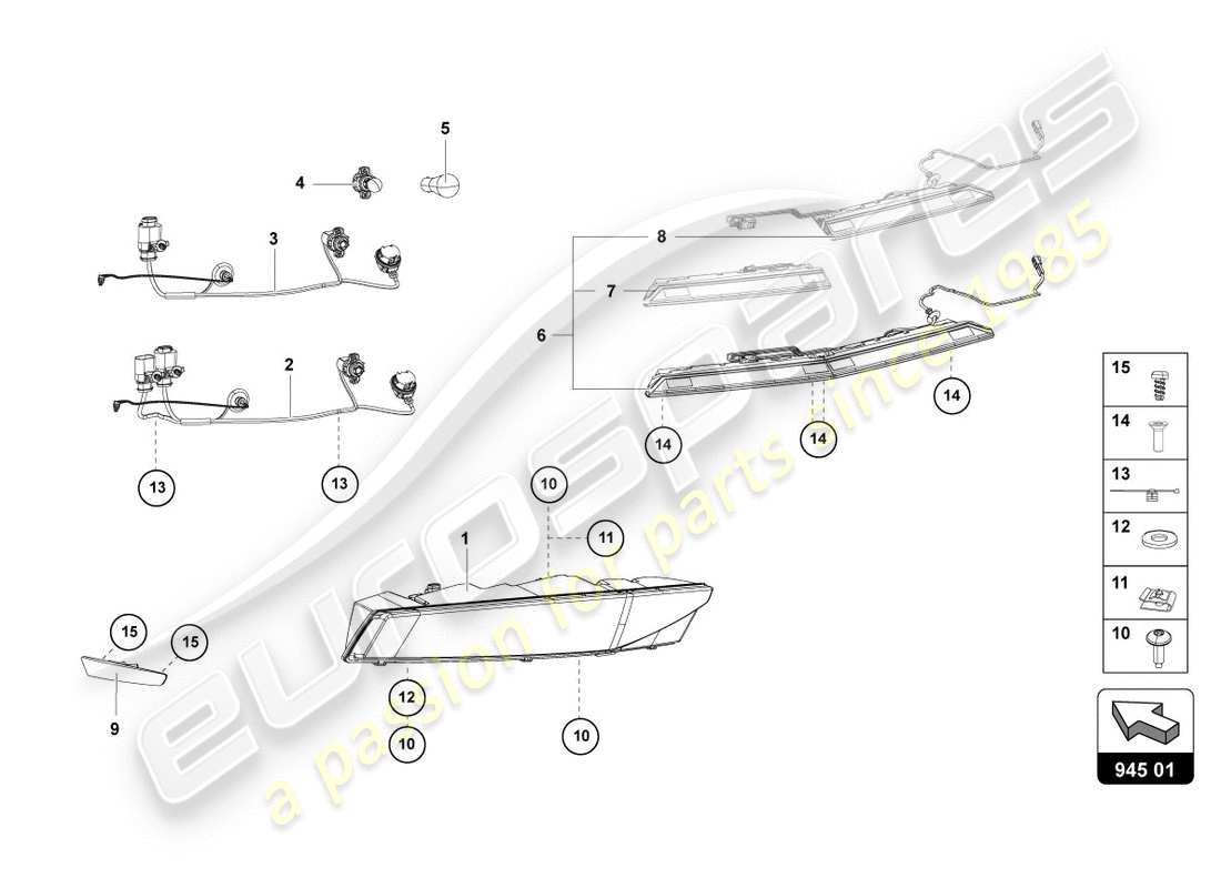 Lamborghini LP700-4 COUPE (2012) TAIL LIGHT REAR Part Diagram