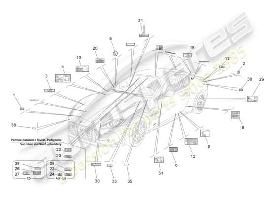 a part diagram from the Maserati Granturismo Sport parts catalogue