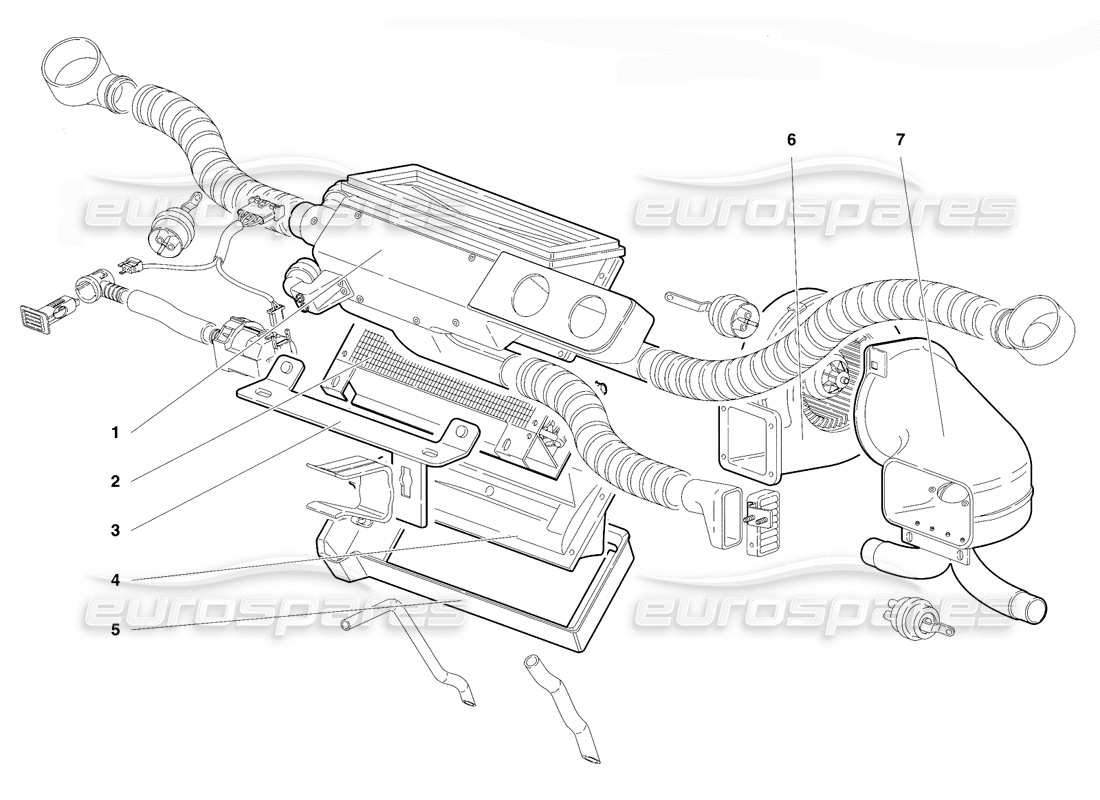 Lamborghini Diablo VT (1994) Climate Control (Valid for RH D. Version - April 1994) Parts Diagram