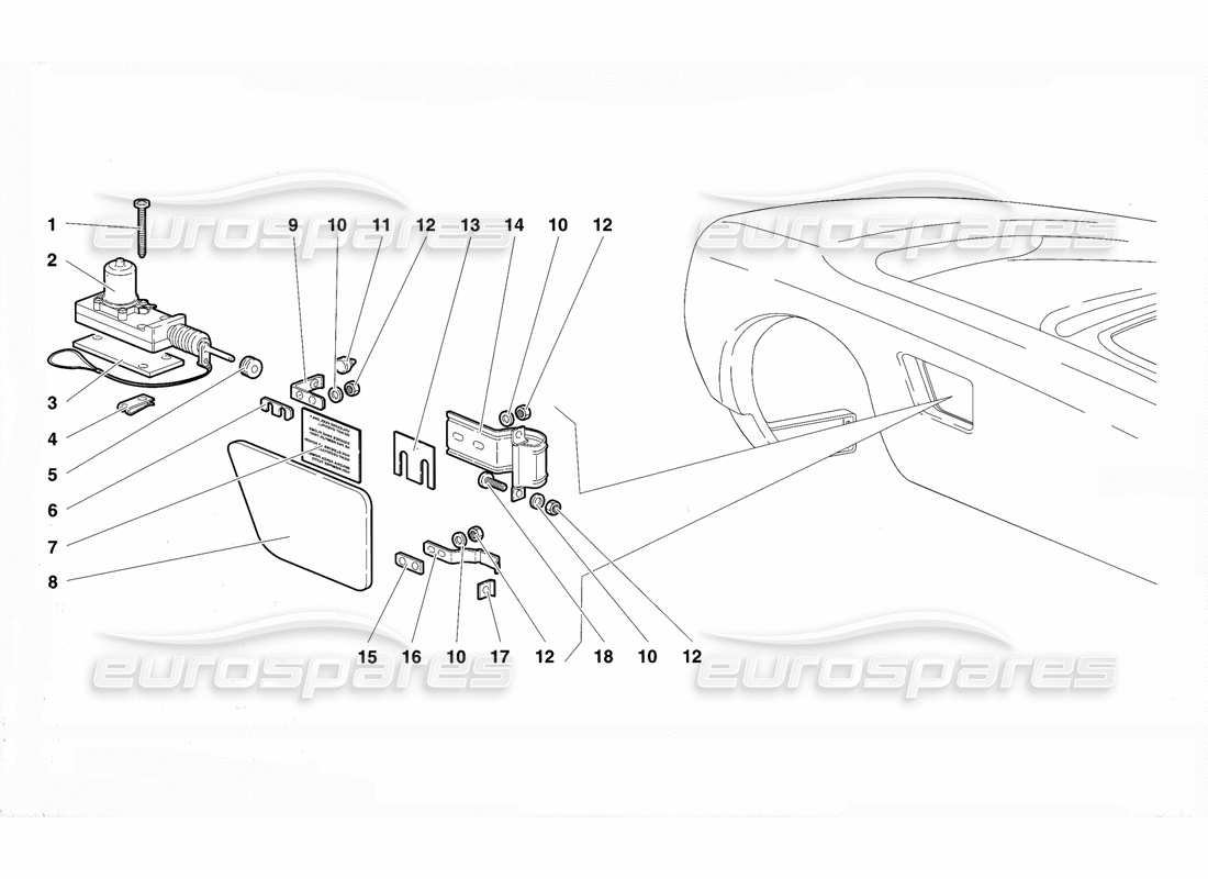 Lamborghini Diablo VT (1994) FUEL CAP Parts Diagram