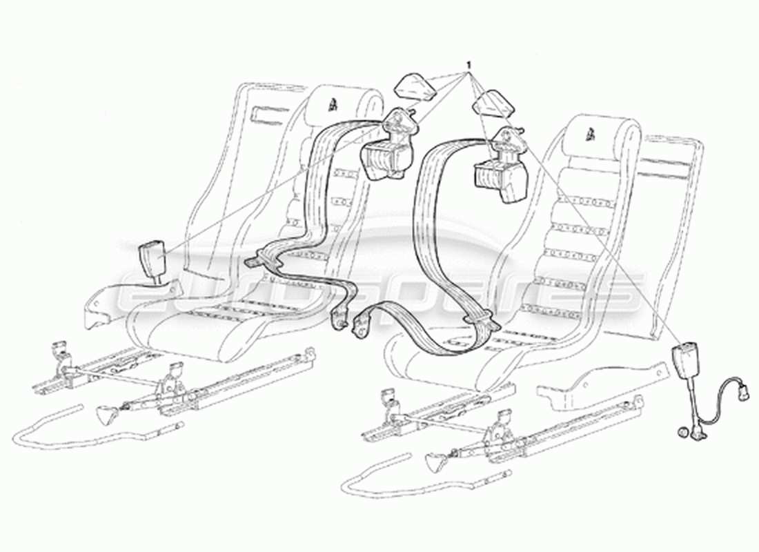 Lamborghini Diablo VT (1994) Seats and Safety Belts (Valid for Canada Version - April 1994) Parts Diagram