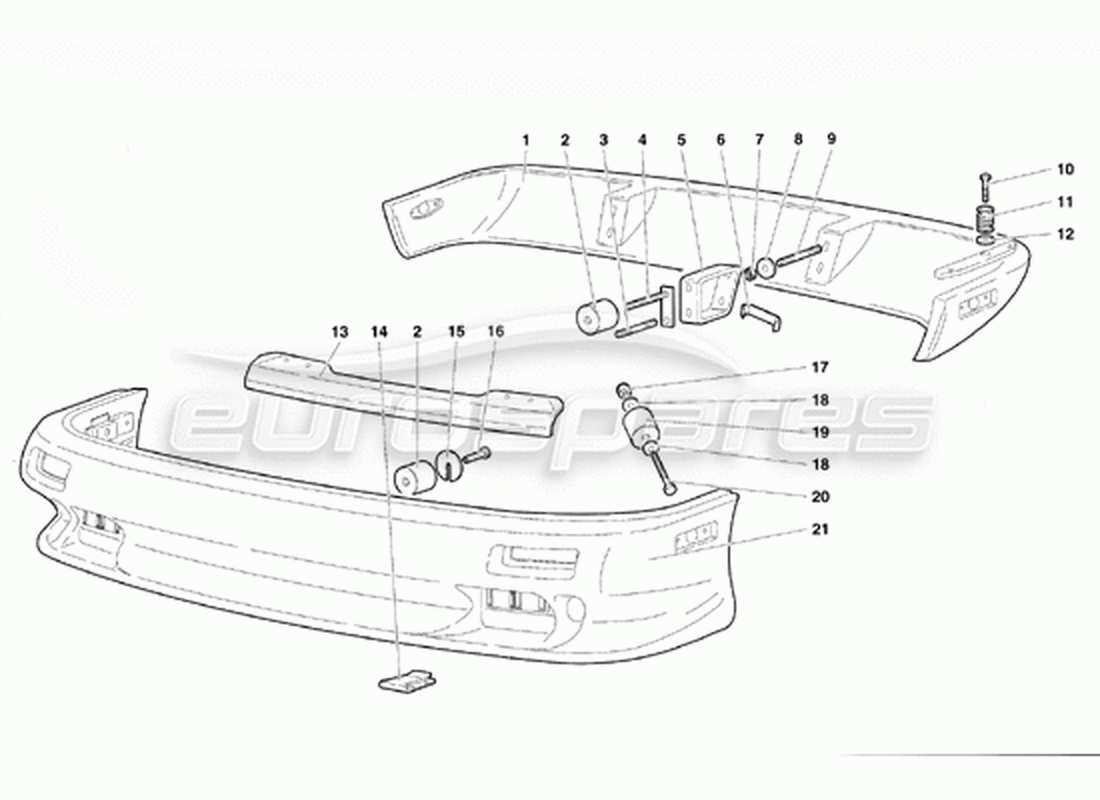 Lamborghini Diablo VT (1994) Bumpers (Valid for Canada Version - April 1994) Parts Diagram