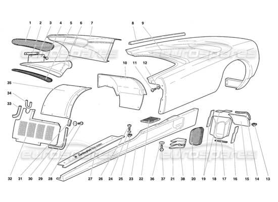 a part diagram from the Lamborghini Diablo parts catalogue