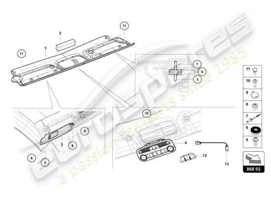 a part diagram from the Lamborghini LP700-4 COUPE (2013) parts catalogue