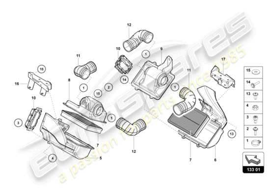 a part diagram from the Lamborghini Aventador LP700-4 parts catalogue