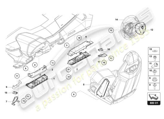 a part diagram from the Lamborghini LP700-4 ROADSTER (2016) parts catalogue