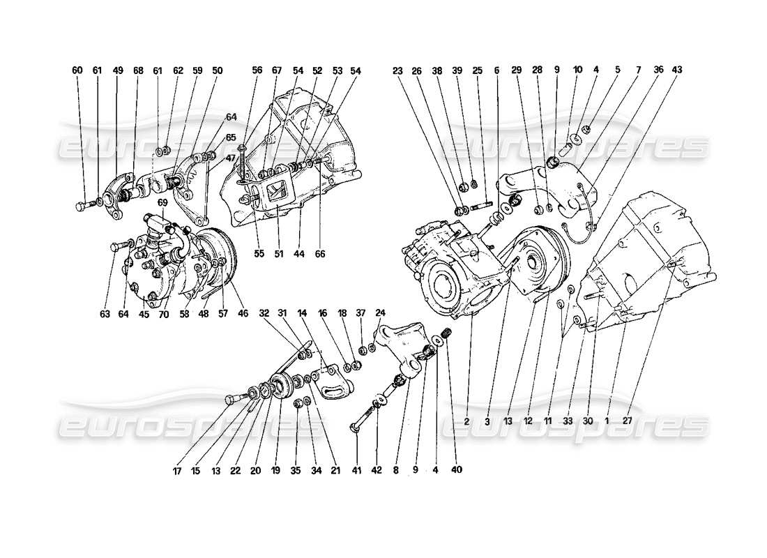 Ferrari 308 Quattrovalvole (1985) Air Conditioning Compressor and Controls Parts Diagram