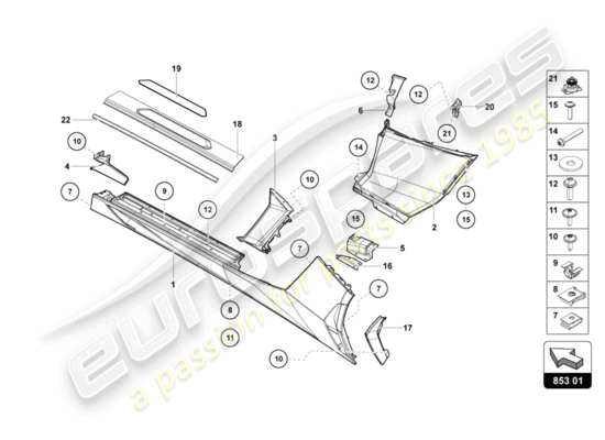 a part diagram from the Lamborghini Aventador LP720-4 parts catalogue