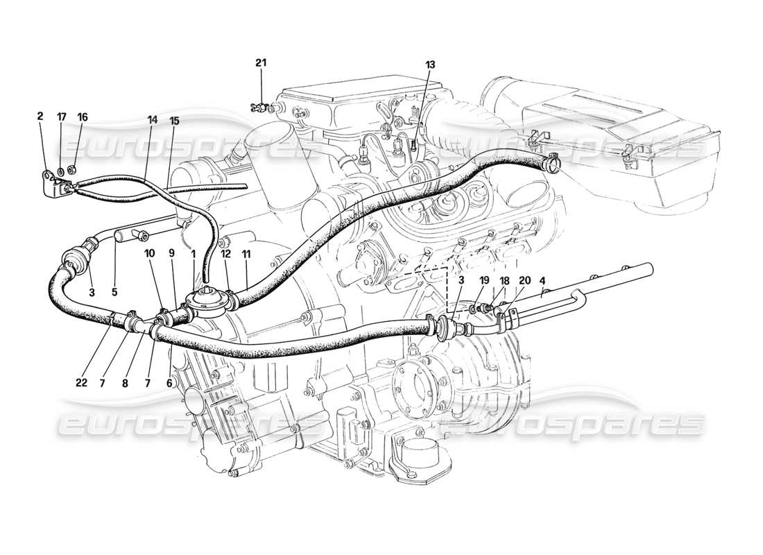 Ferrari 328 (1988) Air Injection (for USA and CH88 Version) Parts Diagram