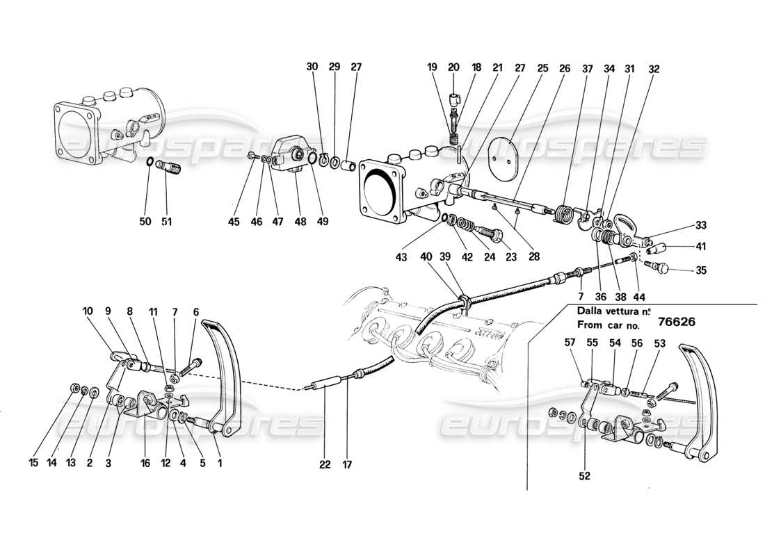 Ferrari 328 (1988) Throttle Housing and Linkage Part Diagram