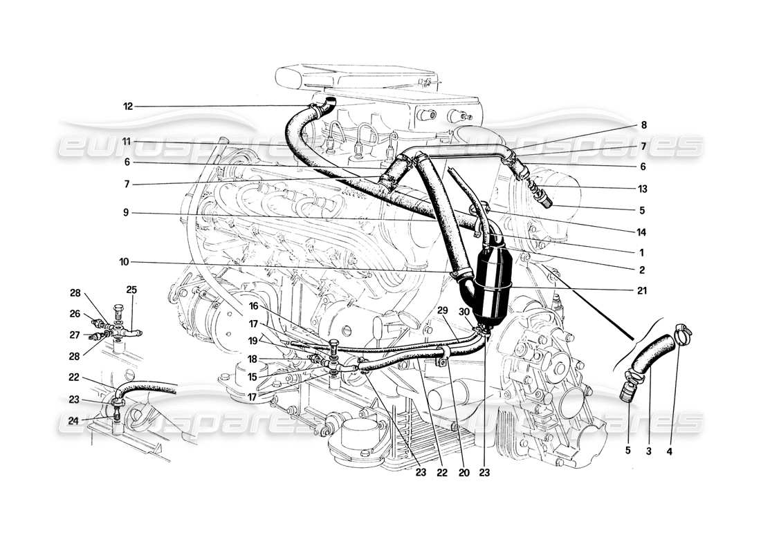 Ferrari 328 (1988) Blow - By System Parts Diagram