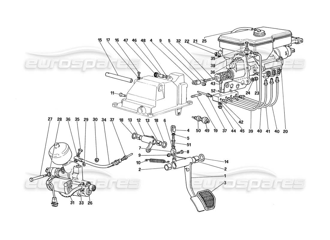 Ferrari 328 (1988) Clutch Hydraulic System (for Car With Antiskid System) Parts Diagram