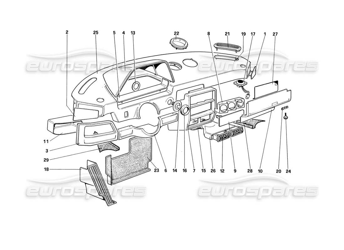 Ferrari 328 (1988) Instruments Panel (Untill Car No. 71595) Parts Diagram