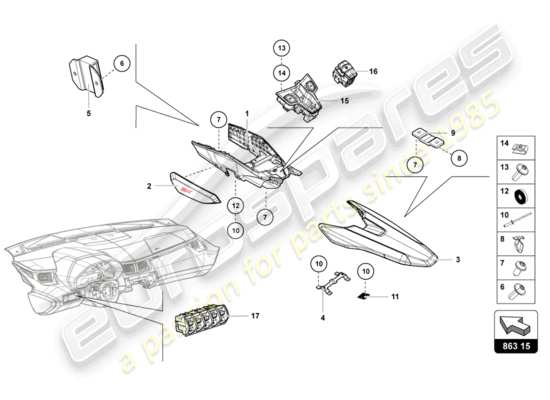 a part diagram from the Lamborghini Aventador LP750-4 SV parts catalogue