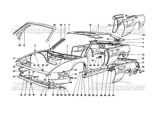 a part diagram from the Ferrari Mondial parts catalogue