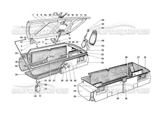 a part diagram from the Ferrari Mondial parts catalogue