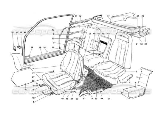 a part diagram from the Ferrari Mondial parts catalogue