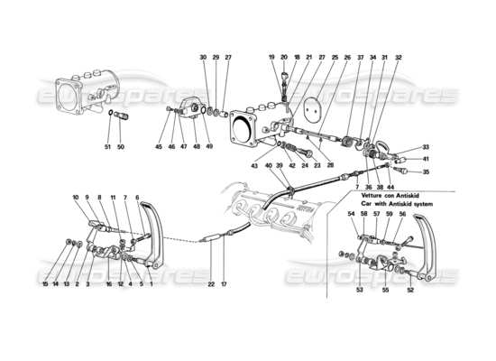 a part diagram from the Ferrari Mondial parts catalogue