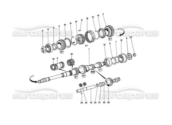 a part diagram from the Ferrari Mondial parts catalogue