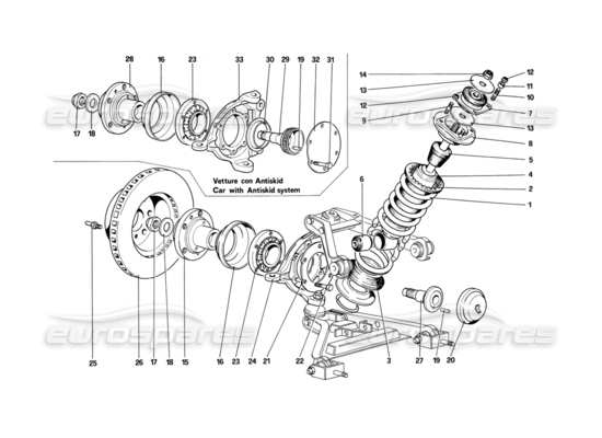 a part diagram from the Ferrari Mondial parts catalogue