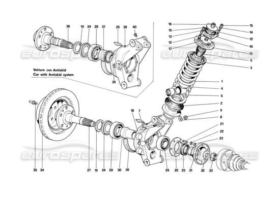 a part diagram from the Ferrari Mondial parts catalogue