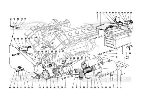 a part diagram from the Ferrari Mondial parts catalogue