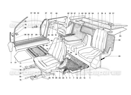 a part diagram from the Ferrari Mondial parts catalogue