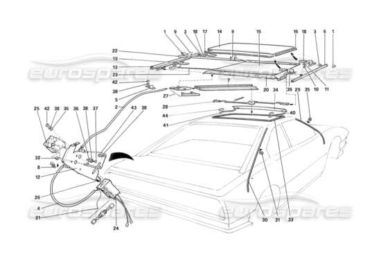 a part diagram from the Ferrari Mondial parts catalogue