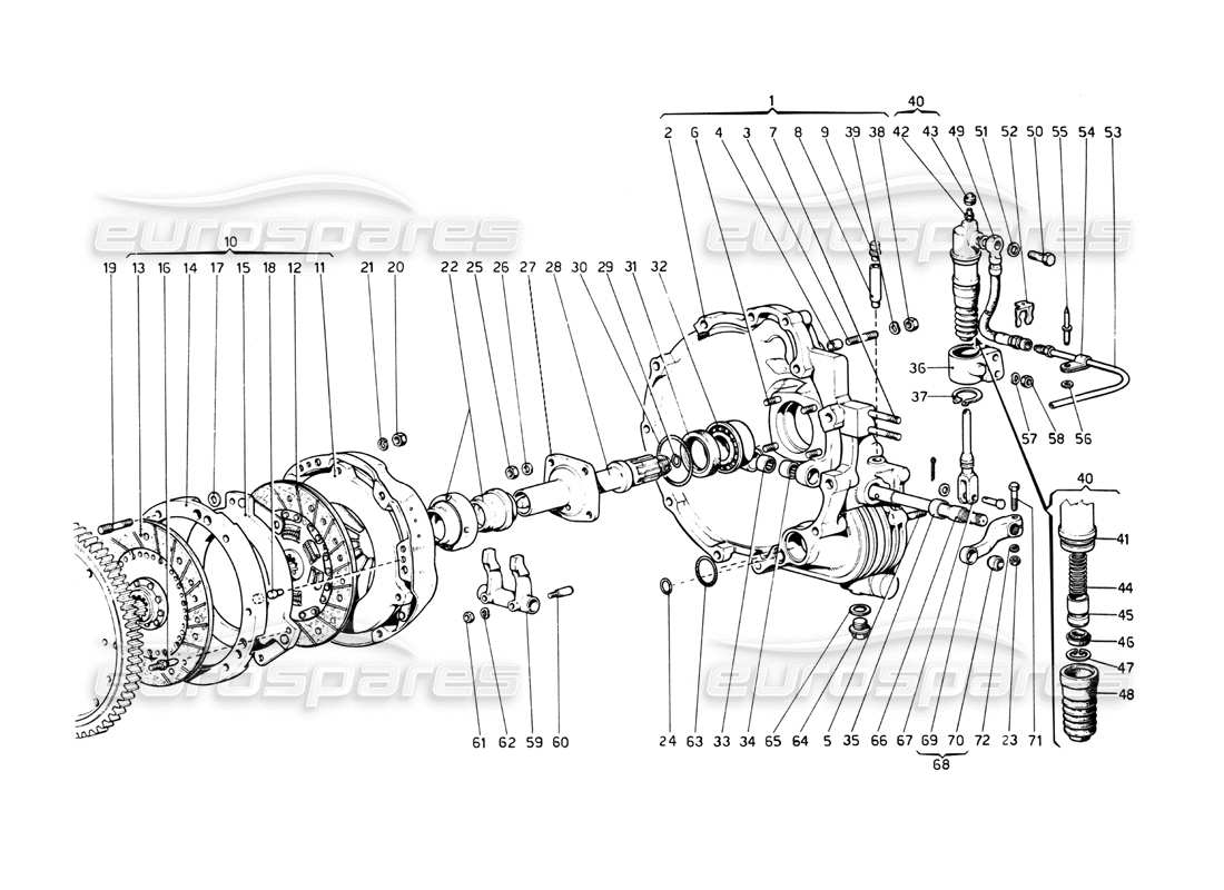 Ferrari 512 BB Clutch and Controls Parts Diagram