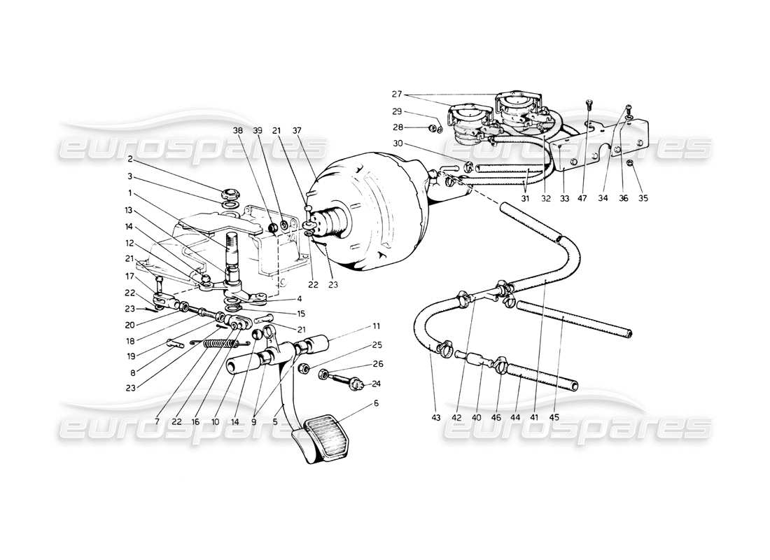 Ferrari 512 BB Brake Hydraulic System Parts Diagram
