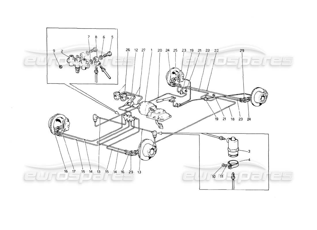 Ferrari 512 BB Brake System Parts Diagram