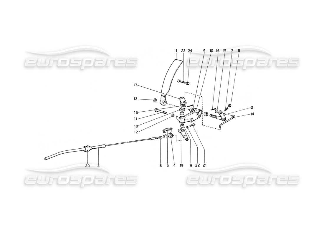 Ferrari 512 BB throttle control (Variants for RH D. Version) Parts Diagram