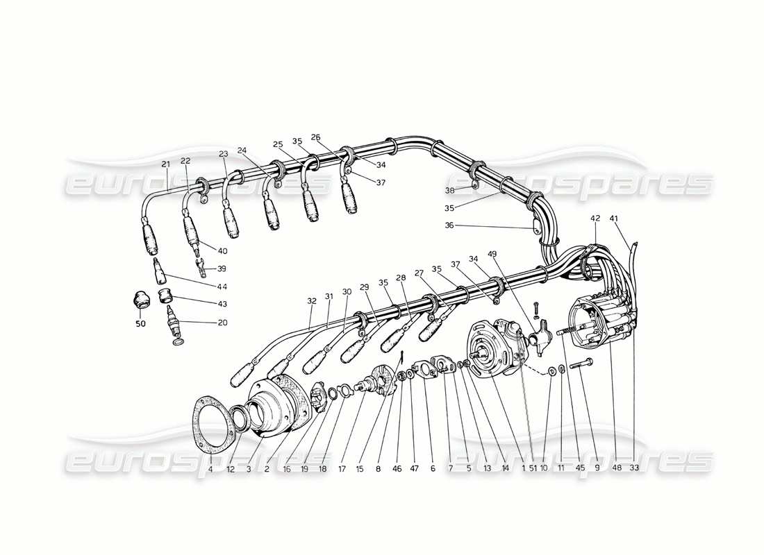 Ferrari 365 GT4 Berlinetta Boxer engine ignition Parts Diagram