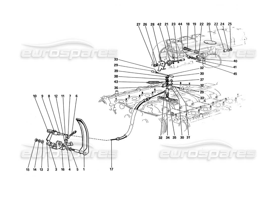 Ferrari 512 BBi Throttles Controll Parts Diagram