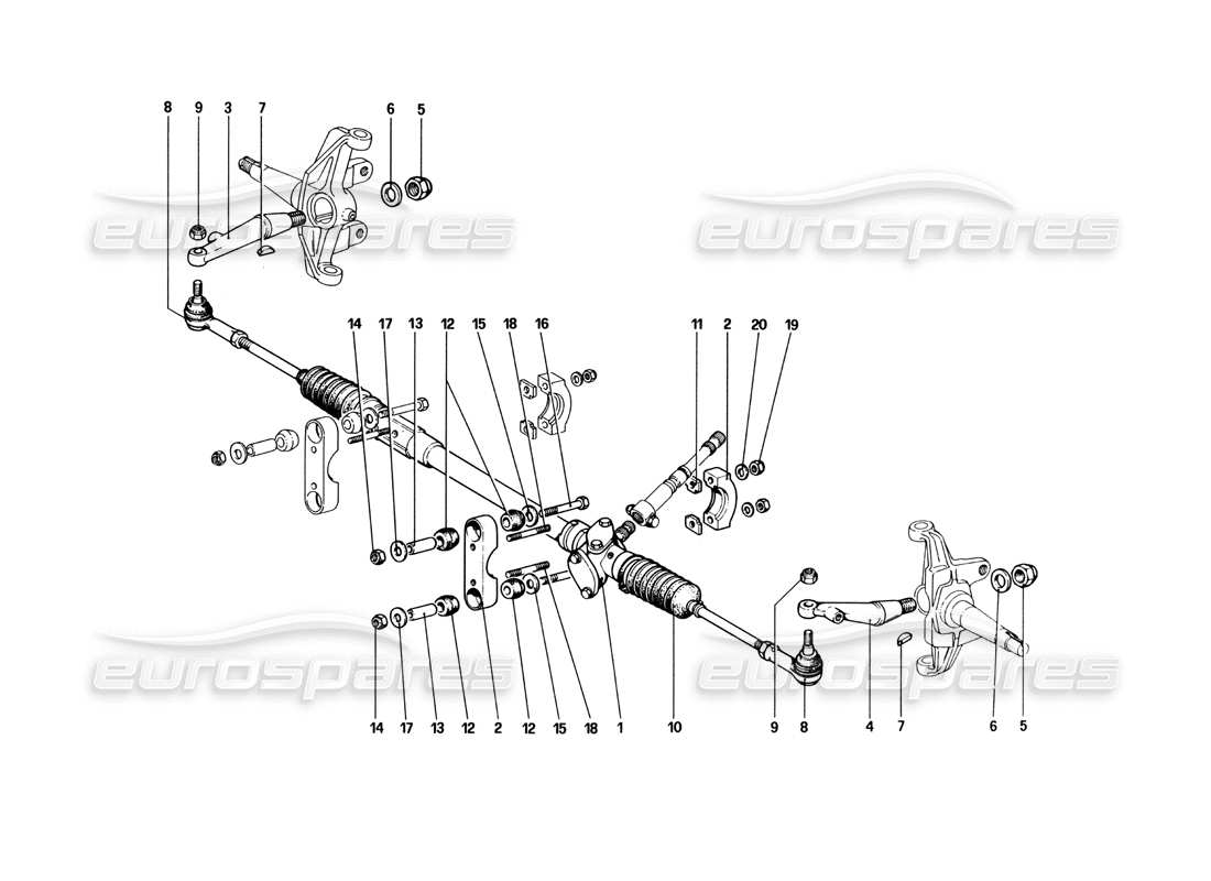 Ferrari 512 BBi Steering Box and Linkage Parts Diagram