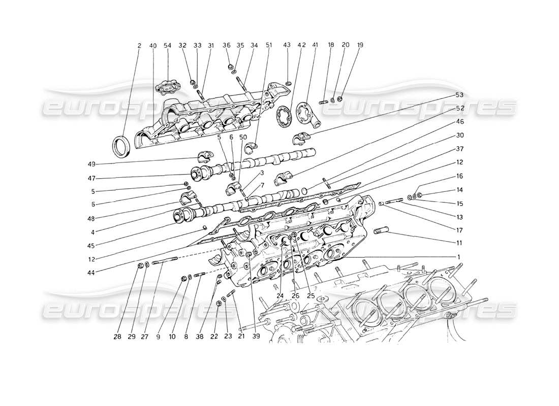 Ferrari 208 GT4 Dino (1975) Cylinder head (Right) Parts Diagram