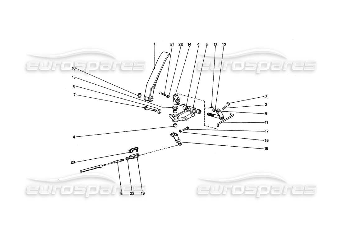 Ferrari 208 GT4 Dino (1975) throttle control (Variants for RHD Versions) Parts Diagram