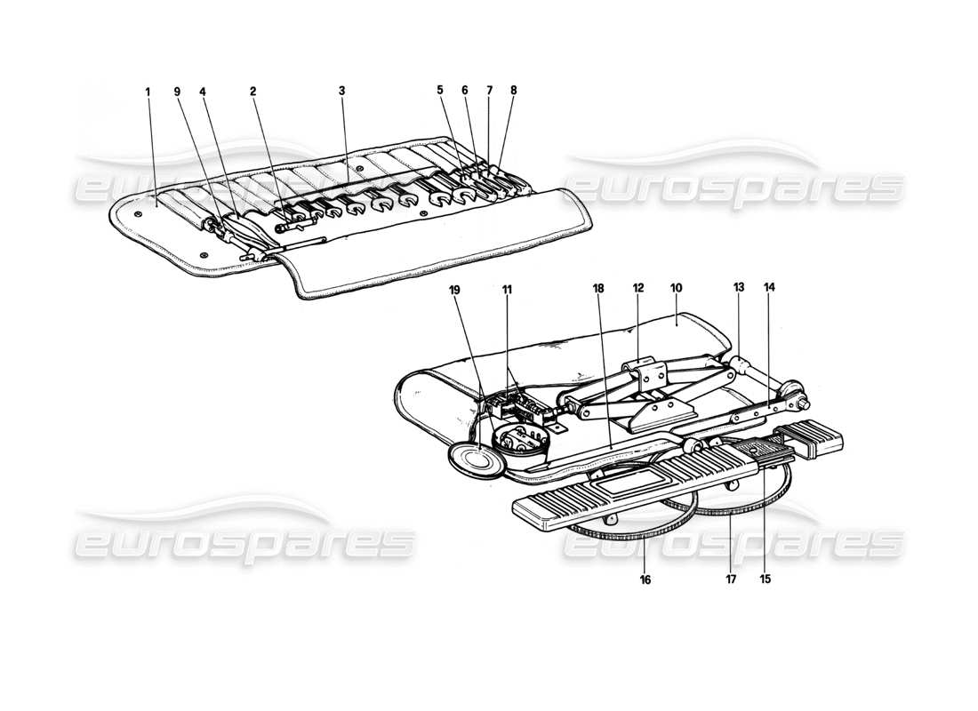 Ferrari 208 Turbo (1982) Tool - Kit Parts Diagram