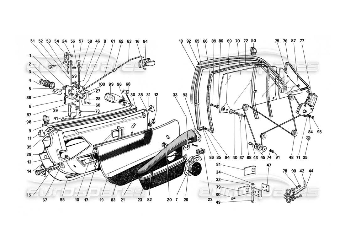 Ferrari 208 Turbo (1982) Doors Parts Diagram