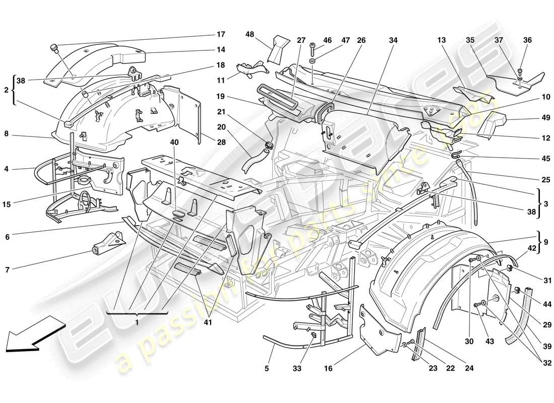 VIEW PARTS DIAGRAMS FROM THE FERRARI 575 PARTS CATALOGUE a part diagram from the ferrari 575 parts catalogue