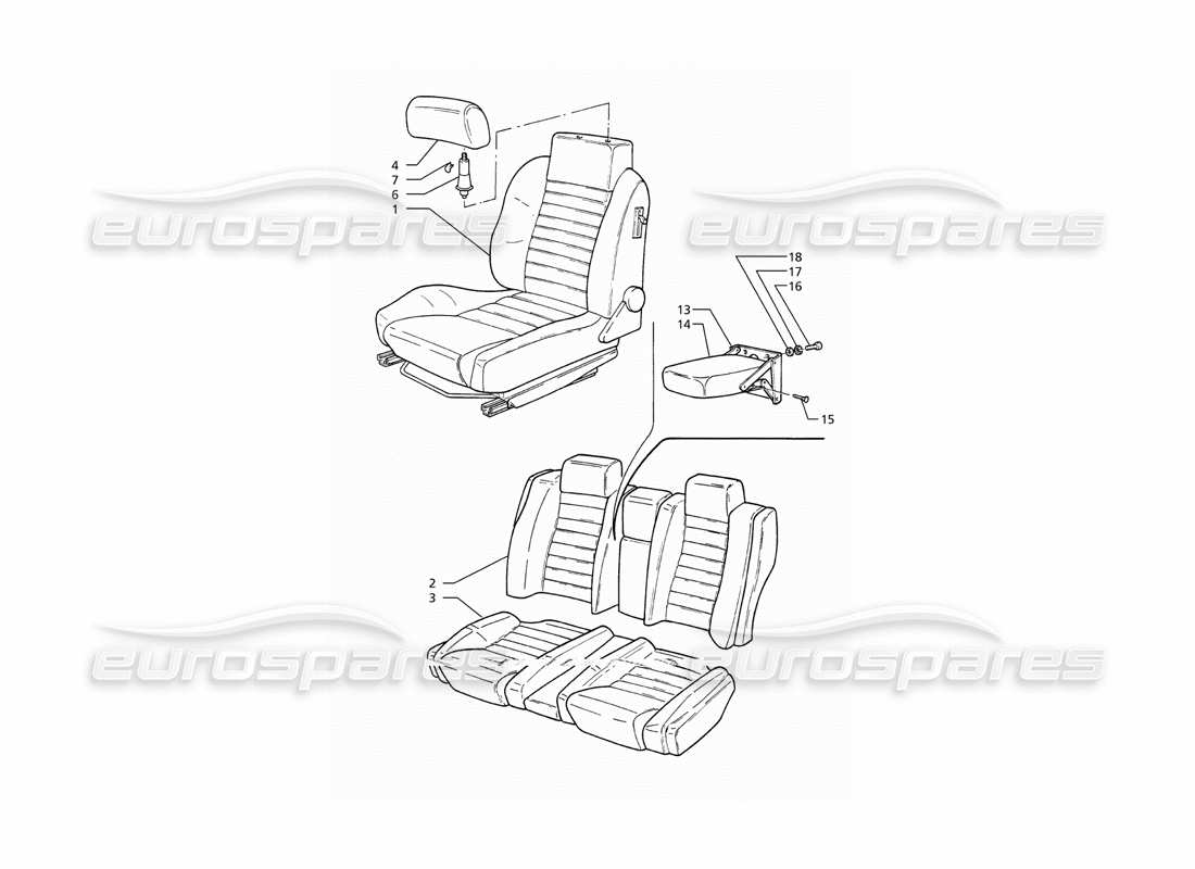 maserati ghibli 2.8 gt (variante) front and rear seats part diagram