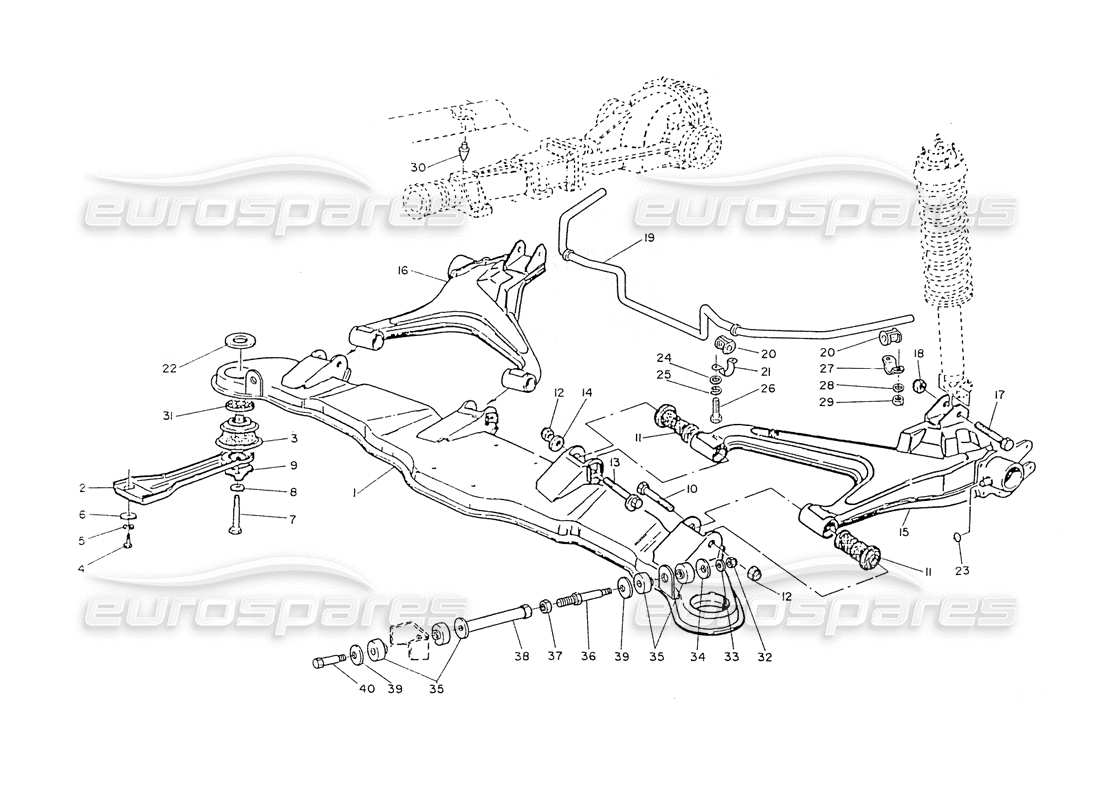 maserati ghibli 2.8 (non abs) rear suspension arms parts diagram