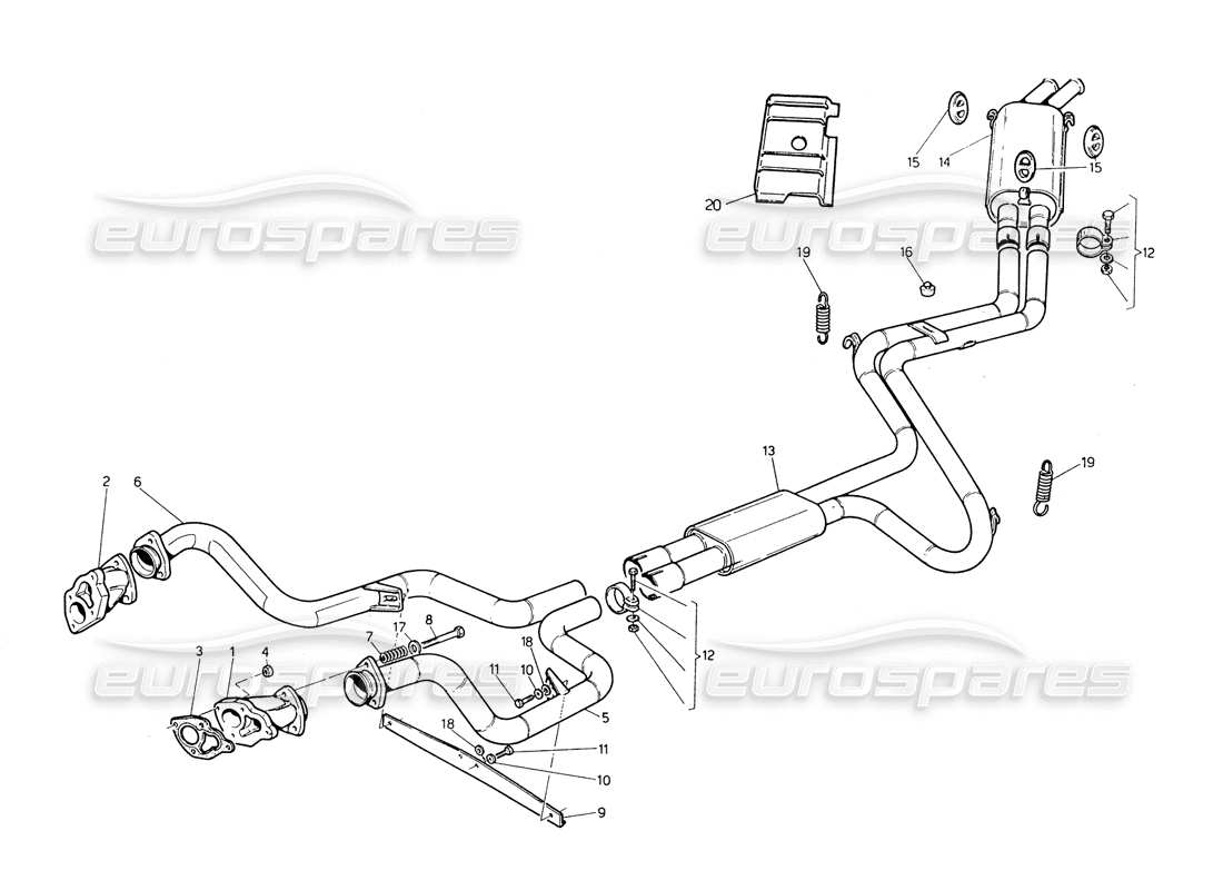 maserati biturbo spider exhaust system without paint catalys parts diagram