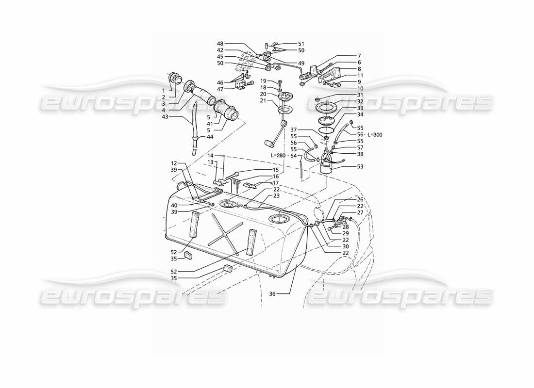 maserati ghibli 2.8 (abs) fuel tank parts diagram