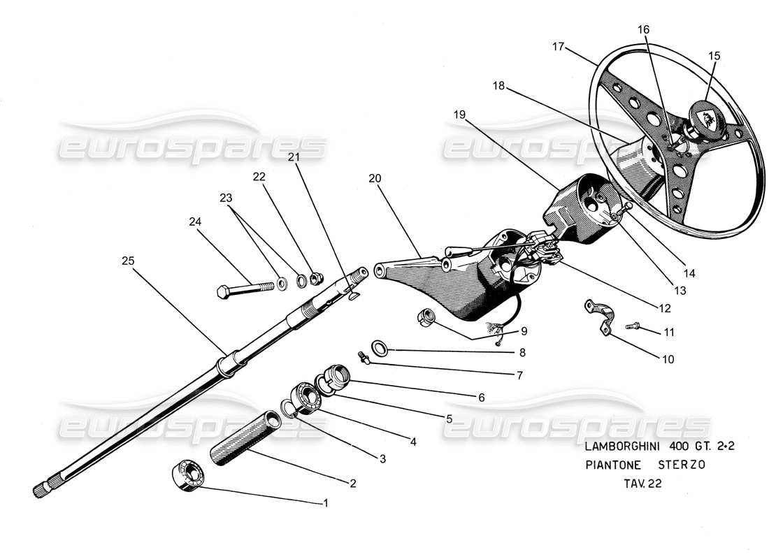 lamborghini 400 gt steering colume parts diagram