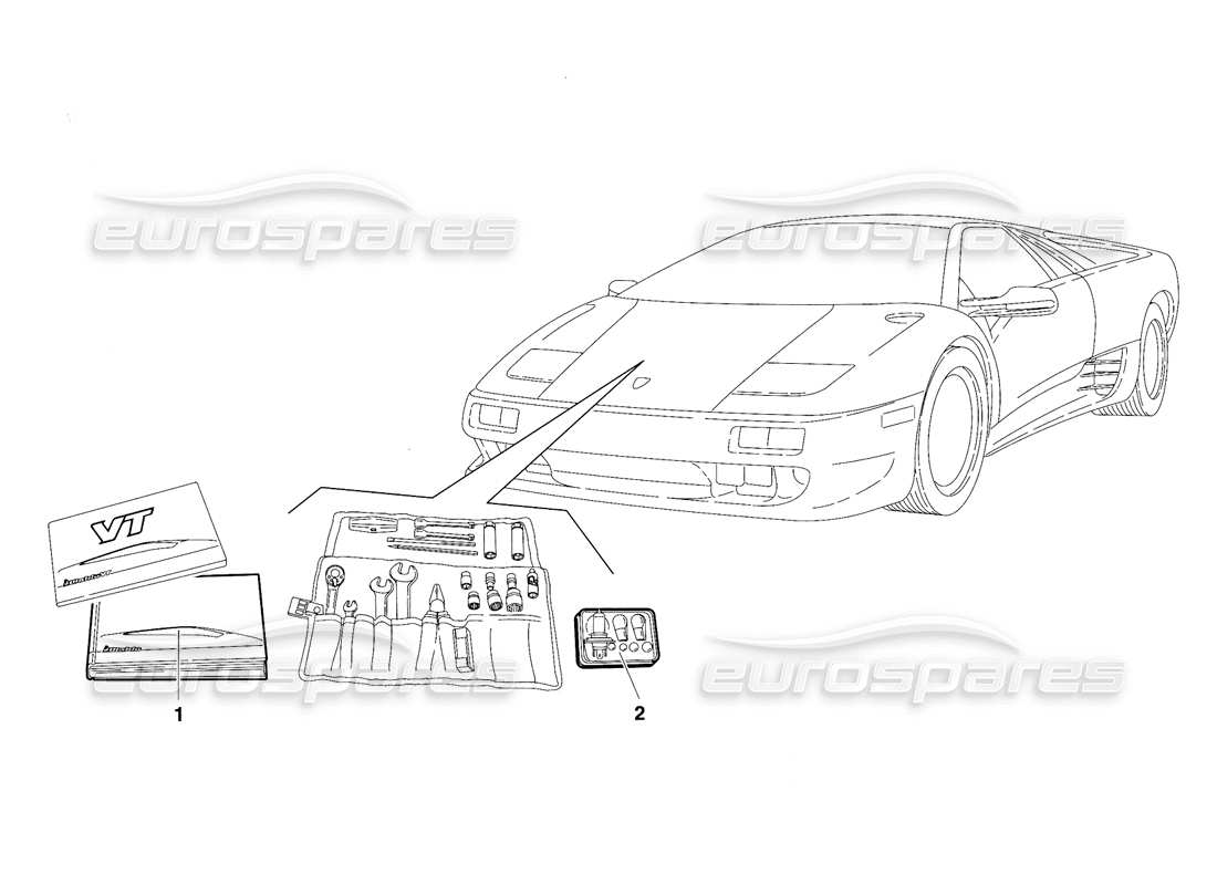 lamborghini diablo vt (1994) accessories (valid for usa version - april 1994) parts diagram