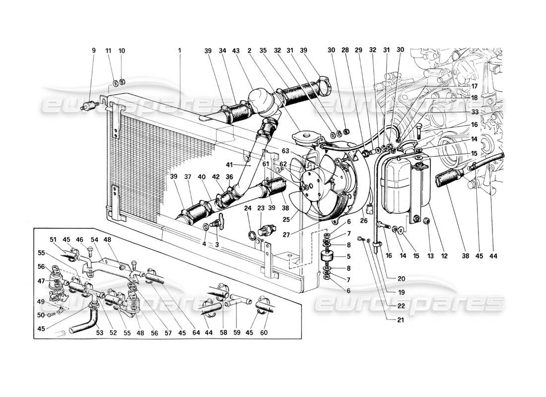 ferrari 400i (1983 mechanical) cooling system parts diagram