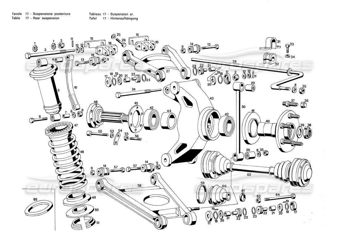 VIEW PARTS DIAGRAMS FROM THE MASERATI MERAK PARTS CATALOGUE a part diagram from the maserati merak parts catalogue
